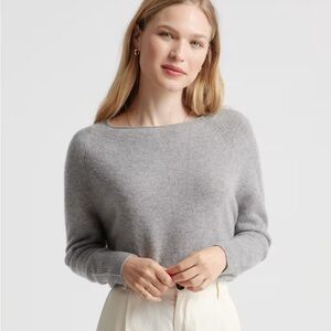 Quince Light Gray Women's Mongolian Cashmere Boatneck Sweater